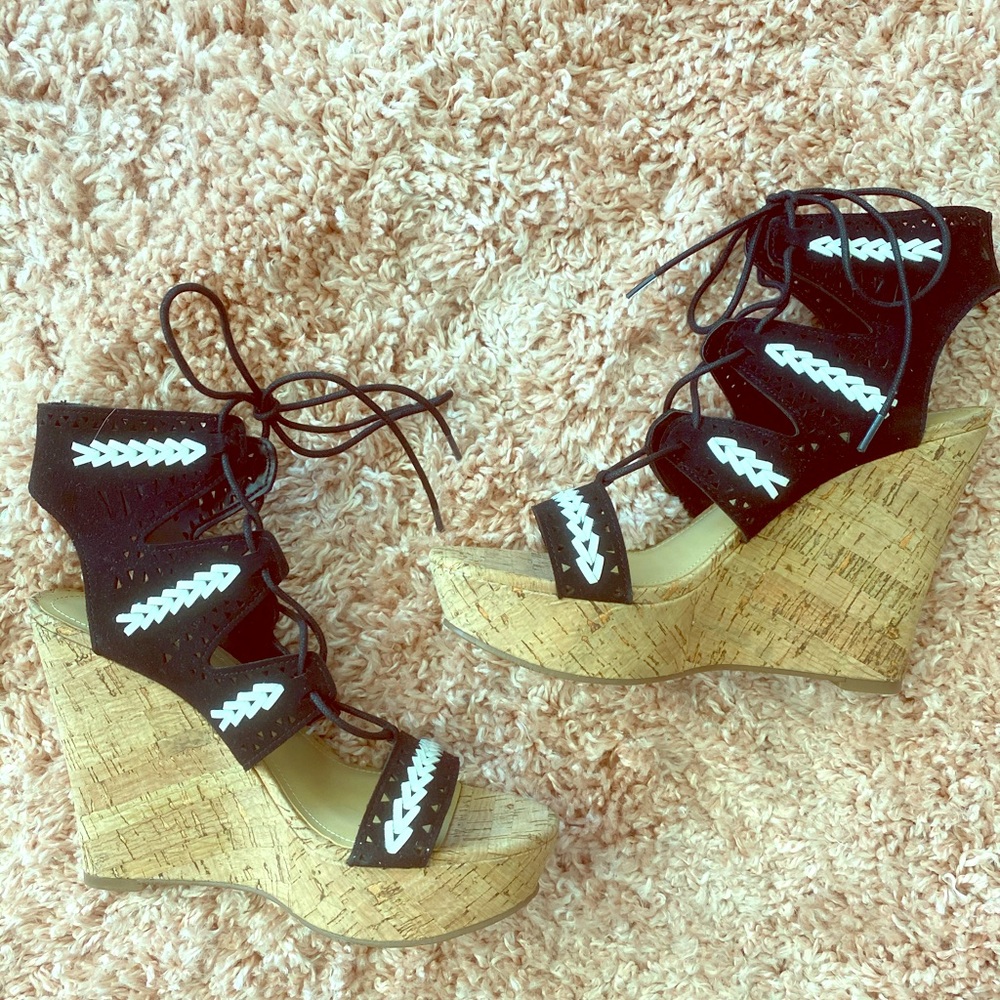 Wedge suede heels